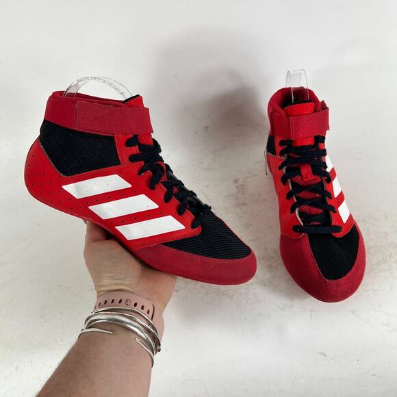 Adidas Mat Hog 2.0 Sneaker Men's 5.5 Red Leather Mesh Wrestling Shoes FZ5392 - Picture 1 of 10